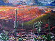 Finger Rock Sunset, Catalina Mountains, Tucson Arizona Painting by Chance Kafka