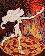 Fire Elemental Painting by Amy E Fraser