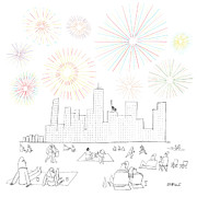 Fireworks Drawing by Jared Nangle