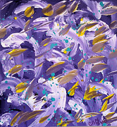 Fish in Purple Waves Painting by Cindy's Creative Corner