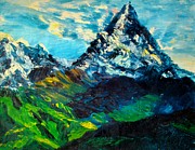 Fish Tail Mountain, Annapurna Range, Nepal Painting by Emerald Wave Fish Tail Mountain, Annapurna Range, Nepal Painting by Emerald Wave