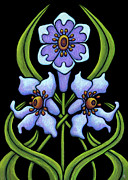 Fleur Nouveau Marceline. Bold on Black. Painting by Amy E Fraser