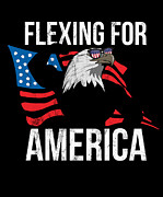 Flexing For Freedom Stars Bald Eagle Weight Lifting  Drawing by Noirty Designs