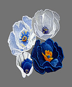 Floral Blue Poppy Artwork Mixed Media by Lena Owens