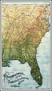Florida Central and Peninsular Railroad Vintage Map 1893 Drawing by Carol Japp