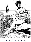 Florida, Young Pinup on the Beach Digital Art by Long Shot