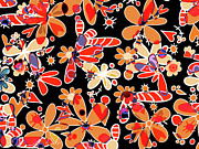 Flower Field in Orange and Red Digital Art by Patricia Awapara