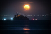 Flower Moon Over Alcatraz Photograph by Louis Raphael