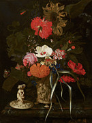 Flowers in an Ornamental Vase  Painting by Maria van Oosterwijck
