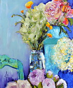 Flowers in Blue Painting by Jodie Marie Anne Richardson Traugott          aka jm-ART