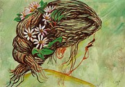 Flowers in Her Hair Painting by Tammy Nara