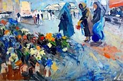 Flowers Painting impressionism realism expressionism flower flowers bouquet red spring people landscape street cityscape art background beautiful beauty blue celebration color colorful costume Painting by N Akkash