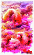 Fluffy Happy Love Clouds 02 Watercolor Painting by Matthias Hauser