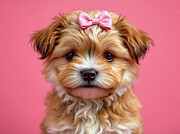 Fluffy Puppy with a Bow Ai Art by AI Digital
