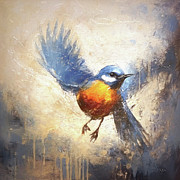 Fly Little Bluebird Painting by Tina LeCour Fly Little Bluebird Painting by Tina LeCour
