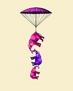 Flying elephants in pink and purple Digital Art by Madame Memento