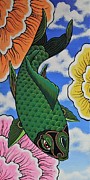 Flying Koi Fish Painting by Bryon Stewart Flying Koi Fish Painting by Bryon Stewart