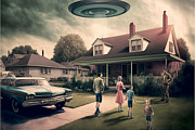 Flying Saucer Frenzy III Mixed Media by Jay Schankman