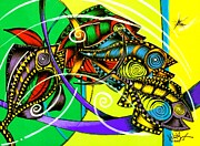 Four Fishes, 0 - Mosquito, 1 Mixed Media by J Vincent Scarpace