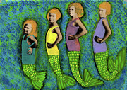 Four Mermaid Sisters Portrait Painting by Jo Potocki