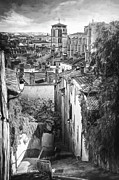 Fourviere Hill to Vieux Lyon France Black and White  Photograph by Carol Japp