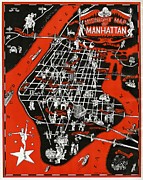 Frank B Dolph - Midnight Map of Manhattan - 1938 Digital Art by Vintage Map Frank B Dolph - Midnight Map of Manhattan - 1938 Digital Art by Vintage Map