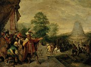 Frans Francken The Younger / 'La contruccion de la Torre de Babel ', Oleo sobre tabla, 57 x 73 cm. Painting by Frans Francken II the Younger -1581-1642-