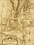 French Map of New York, Islands and Harbor Drawing by Vintage Maps
