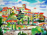 French Riviera Provence Village Painting by Ginette Callaway