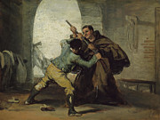 Friar Pedro Wrests the Gun from El Maragato. Francisco Jose de Goya y Lucientes, Spanish, 1746-18... Painting by Francisco de Goya -1746-1828-