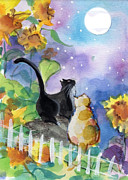 Friends in the Sunflowers Painting by Follow Themoonart