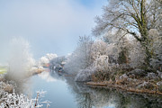Frost and Mist on the Oxford Canal at Somerton Photograph by Tim Gainey