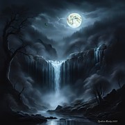 Full Moon Falls Digital Art by Cindy's Creative Corner