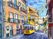 Funicular Bica in Lisbon Painting by Dora Hathazi Mendes