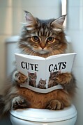Funny Cat Bathroom Decor 01 Digital Art by Matthias Hauser
