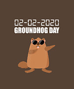 Funny Dabbing Happy Groundhog Day 02-02-2020 T-Shirt Digital Art by Julie Hurst