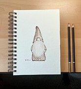 Garden Gnome Drawing  Drawing by Donna Mibus