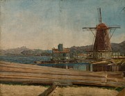 Garveriet Mandal  Drawing by Amaldus Nielsen Norwegian