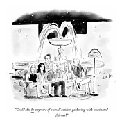 Gathering With Vaccinated Friends Drawing by Jason Adam Katzenstein
