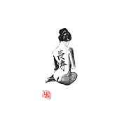 Geisha Long Life Drawing by Pechane Sumie