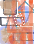 Geometric abstract in orange and periwinkle Digital Art by Bentley Davis
