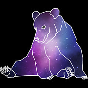 Geometric Bear Low Poly Galaxy Wildlife Forest Digital Art by Mister Tee