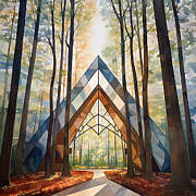 Geometric Blue Serenity - Geometric Art Painting by Lourry Legarde Geometric Blue Serenity - Geometric Art Painting by Lourry Legarde