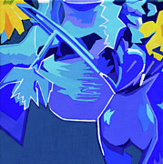 Geometric Blues Painting by Tanya Filichkin