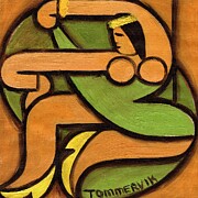 Geometric Hawaiian Hula Dancer Painting by Tommervik