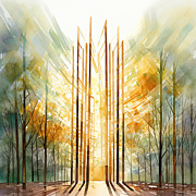 Geometric Landscape - Nature Abstract Painting by Lourry Legarde Geometric Landscape - Nature Abstract Painting by Lourry Legarde