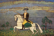 George Washington on a White Charger Painting by American Folk Artist