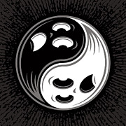 Ghost Yin Yang Black and White Digital Art by John Schwegel