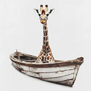 Giraffee in a Boat Ai Art by Lori Lea Studios