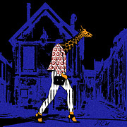 Giraffes night walk Digital Art by Piotr Dulski